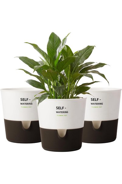 Generic self Watering Plant Pot（White） 6.5in-3pcs