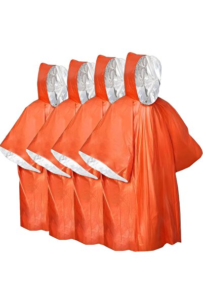 Generic 4-Pack Emergency Rain Poncho Set: Thermal Survival Raincoat + Foil Bl...