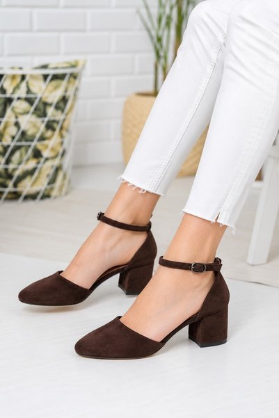 Tolgado Women's Brown Suede Heeled New Classic Shoes