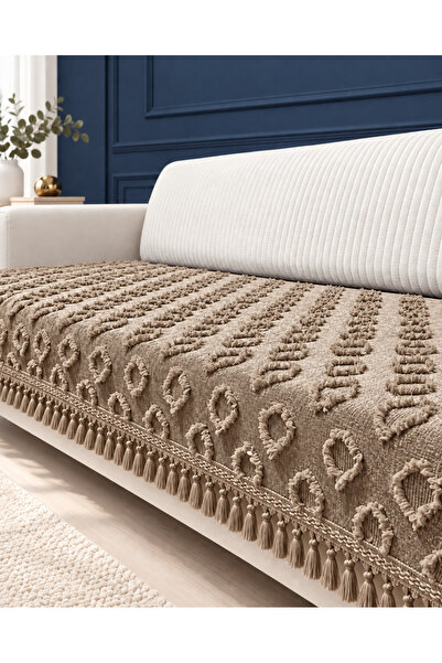 Nest Touch Diva 90x215 cm Kaymaz Bohem Sakallı Koltuk Örtüsü – Püsküllü, Kaba...