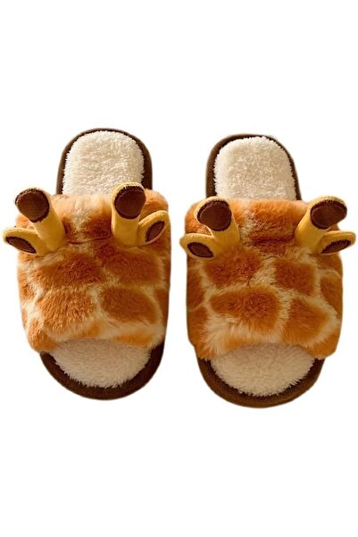 Generic Women's Cartoon Fuzzy Animal Slippers (Size 40-41) - Giraffe Design w...