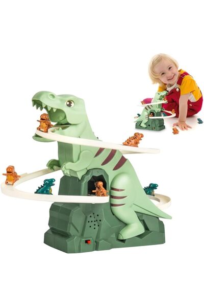 Generic Dinosaur Climbing Slide Set, Roller Coaster Adventure Track with LED ...