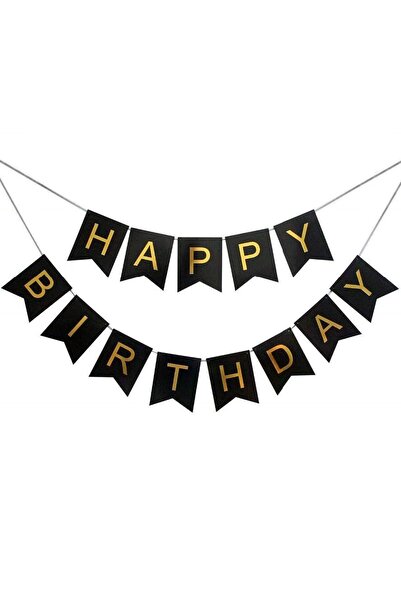 Generic Happy Birthday Banner (Black, 9 Feet)