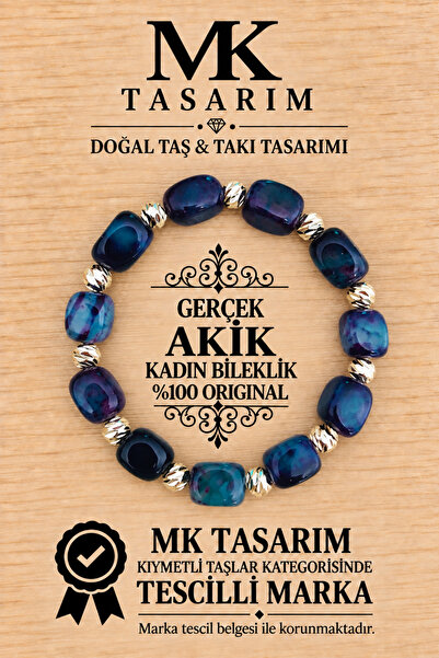 MK tasarım سوار نسائي من حجر العقيق الحقيقي MK.7000.001-سوار الطاقة والتوتر