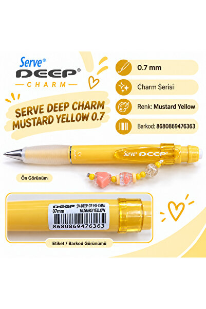 Serve Deep Charm 0.7 mm Versatil Mekanik Uçlu Kalem – Charm Aksesuarlı Renk S...