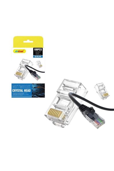 OEM Andowl Ακροδέκτης Δικτύου Βύσματα male 100τμχ Q-RJ45 - Network Crystal Head