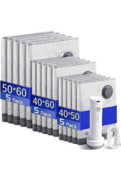 Generic أكياس تفريغ الهواء للسفر، 5 قطع، أكياس ضغط محكمة الإغلاق للأمتعة والح...