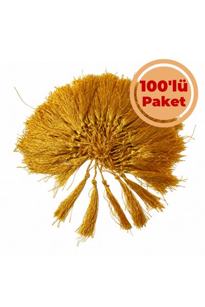 Renk İthalat İp Püskül Gold 100'lü Paket Tesbih Ayraç Kep Aksesuar Dekorasyon...