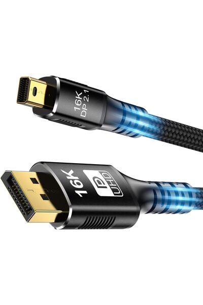 Generic كابل Mini DP إلى DisplayPort 2.1، يدعم دقة عرض 16K@60Hz/ 8K@120Hz/ 4K...