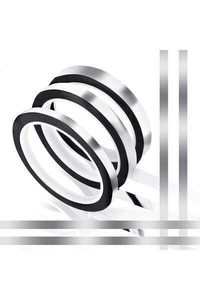 Generic شريط فضي معدني بطول 164 ياردة، شريط لاصق ذاتي اللصق للديكور، لتزيين ا...