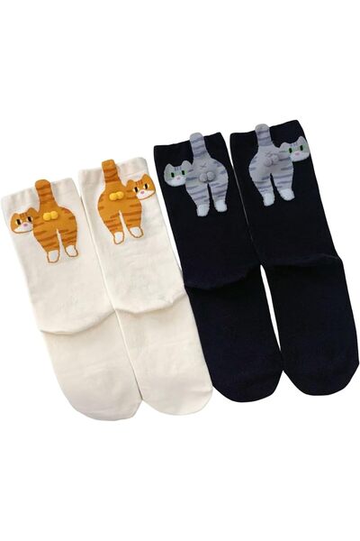 Generic 2 Pairs Cat Socks for Women, Funny Animal Socks with Ball Decorations...
