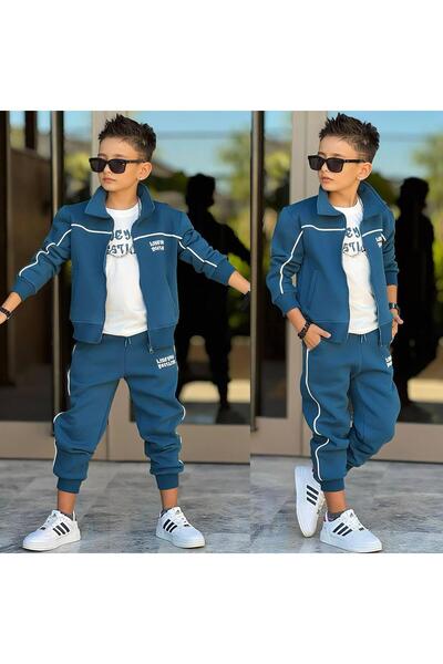 aykidsclup Boys' 3-Piece Hooded 3-Yarn Tracksuit Set – Zip-Up Jacket, T-Shirt...