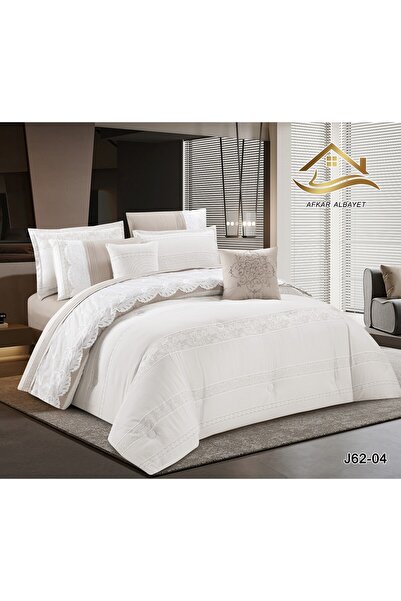 Afkar Albayet Luxury Jacquard Bridal Nefrane Bedspread 8 Pieces - Filled Duve...