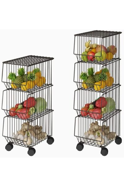 Generic 4 Tier Fruit Vegetable Basket for Kitchen, Storage Cart, Vegetable Ba...