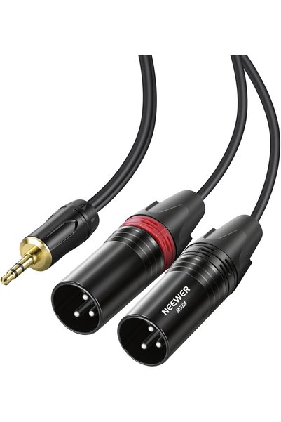 Generic كابل تحويل 3.5 ملم 1/8 بوصة TRS AUX إلى XLR مزدوج، بطول 10 أقدام، موص...
