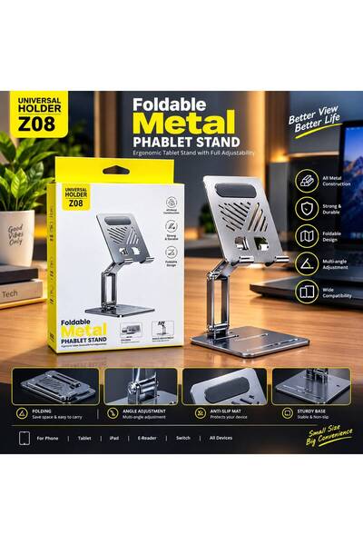 GENERAL Foldable Metal Tablet Stand Z08 – Adjustable Universal Phone & Tablet...