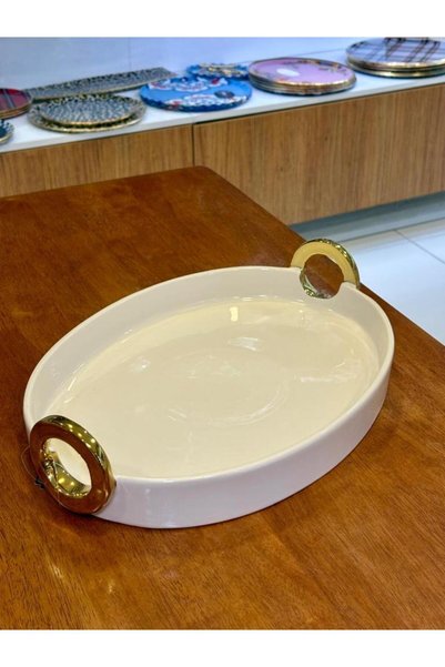 ACAR ARCHER ALTIN KULPLU SUNUM TABAK/TEPSİ 37CM