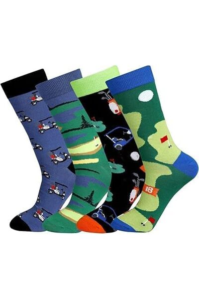 Generic Men's Funny Golf Pattern Crew Socks, Colorful I Love Golf Design Casu...