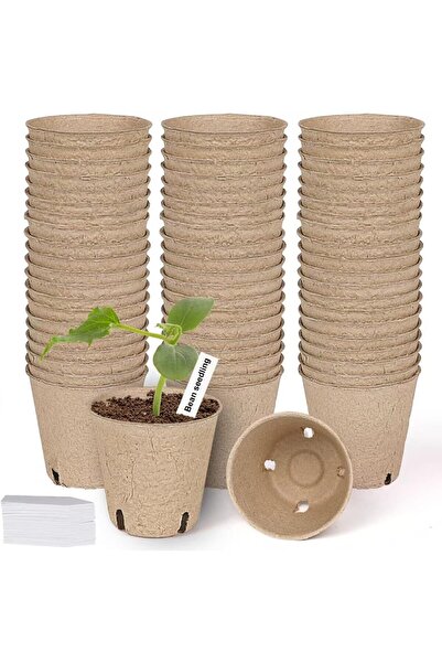 Generic 50Pcs Biodegradable Seed Starter Pots - 3.15 Inch Peat Pots with Drai...