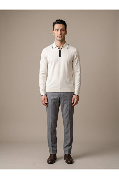 Maccali Men's Regular Fit Polyester Stylish White Sweater