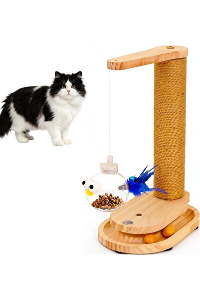 Generic Cat Scratching Post with Feeding Device, Scratch Post for Playful Pet...