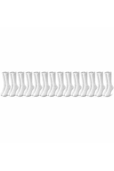 TeOraStore Unisex Beyaz Soket Çorap %80 Pamuk 12'li Set Dikişsiz Burun Takviyeli Esnek Günlük Spor Çorabı Rahat