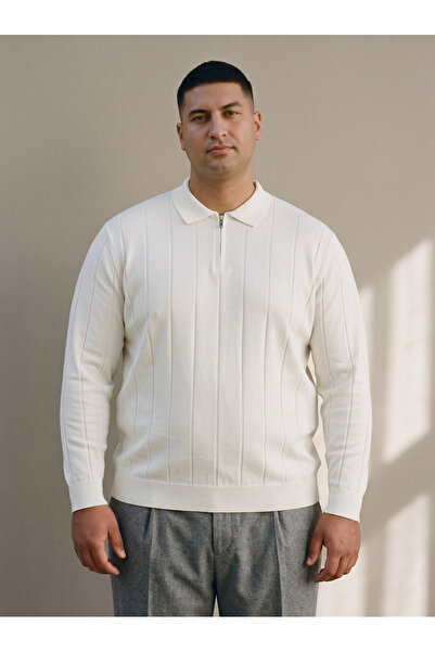 Maccali Men's Knitwear Loose White Plus Size Sweatshirt