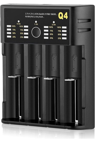 NALACAL شاحن بطاريات 18650، شاحن عالمي بـ 4 فتحات مع شاشة LCD، شاحن USB فائق ...