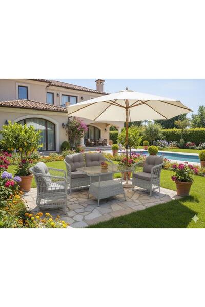 Verona Rattan Gri 4 Kişilik Oturma Takımı