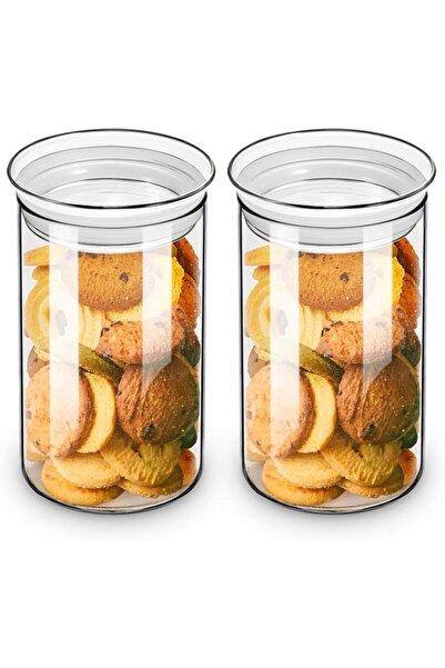 Generic 15oz Glass Food Storage Jars Set of 2, Clear Glass Canisters Sets wit...