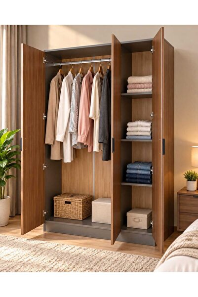 TrentonGCC Modern 3-Door Wardrobe 200x120x54 cm – Spacious Bedroom Clothes Ca...