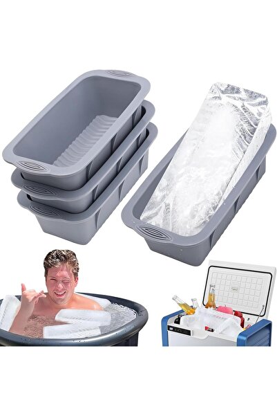 Generic Large Ice Block Mold, 4 Pcs Silicone Ice Cube Molds, Reusable Ice Cub...