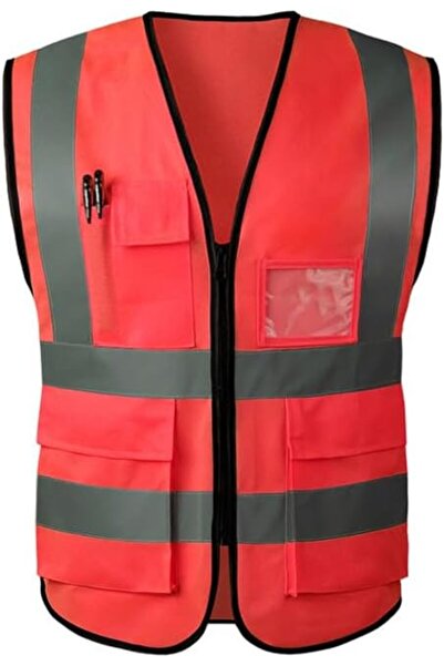 Generic Safety Vest High-Visibility Reflective,Red with 4 Reflective Strips F...