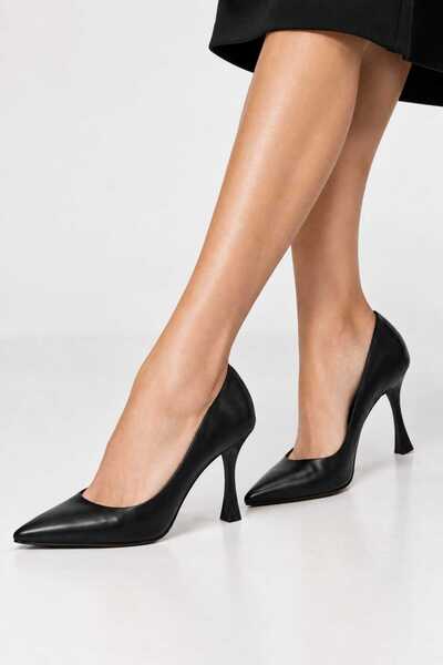 İZMİRİM AYAKKABI Women's Black Stiletto - Pointed Toe 9 cm Thin Heeled Stylish Shoes
