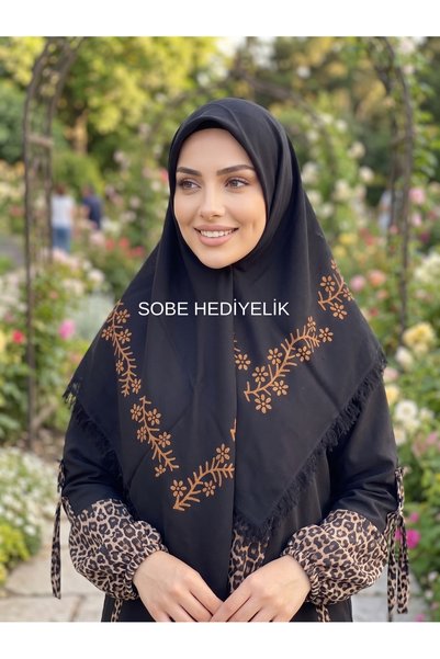 Sobe Hediyelik Black Printed Tasseled Cotton Writing Pad – 105X105 cm