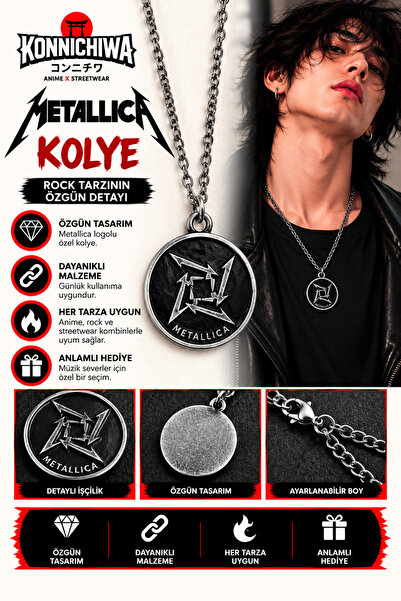 FG KONNİCHİWA Metallica Necklace – Heavy Metal Rock Necklace with Guitar Pick...