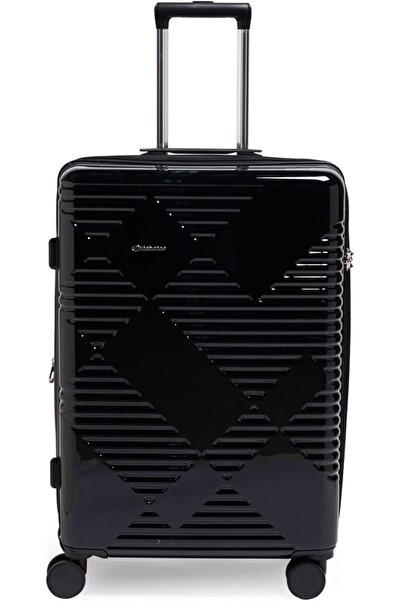 Generic حقيبة سفر فاخرة قابلة للتوسيع بعجلات مزدوجة مقاس 82 سم باللون الأسود ...