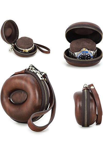Generic Luxury Leather Watch Travel Case, Single Watch Storage Box with Zippe...