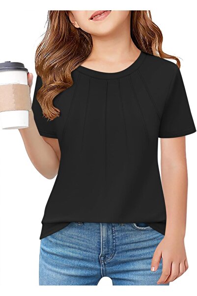 Generic Girls Pleated T Shirts Kids Summer Short Sleeve Fashion Tops Tees 5-1...