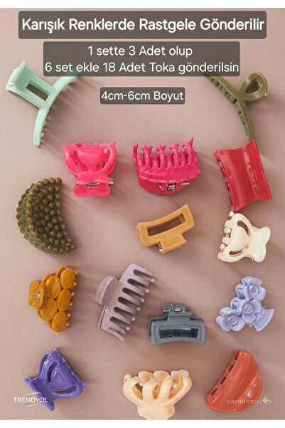 ModaRESSO 3 Adet Karışık Model Renklerde Mandal Toka 4cm-6cm Boyutlarında