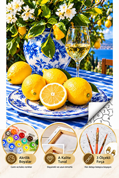 tale hobby Sayılarla Boyama Numaralı Tuval Seti Fırça Boya Dahil 40x50cm - Limon
