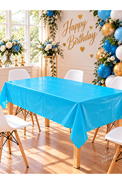 Parti Dükkanı Tablecloth Blue Party Tablecloth – Birthday and Celebration Tab...