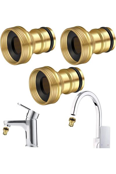 Generic 3 Pcs Brass Garden Hose Lock Connector Fitting Set for Car Washing & ...