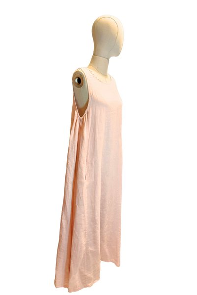 Lino Women's Natural Linen Sleeveless Dress & Silk Blend Tassel Detailed Long Kimono Jacket Set