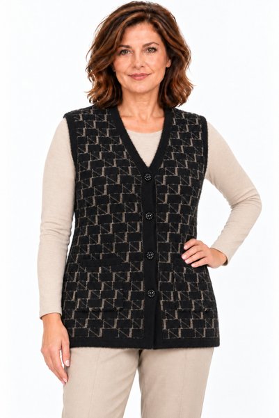 Mutlu City Women's Middle Age and Above Beard Yarn Mother Buttons Knitwear Vest 1175