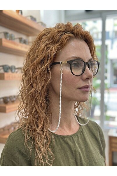 İnci Beyaz Kum ve Cam Boncuk Gözlük İpi Askısı 70 cm Optik ve Güneş Gözlük Uyumlu