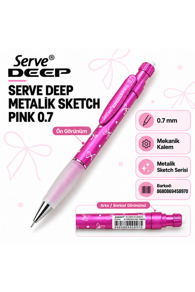 Serve Deep Metalik Sketch 0.7 mm Versatil Mekanik Uçlu Kalem – Desenli Renk S...