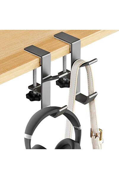 Generic 2Pcs Clamp-On Under Desk Headphone Holder Backpack Hook Students' Des...