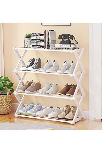 Arabest 4-Tier Foldable Shoe Rack,Space-Saving Closet Organizer,Tool-Free Ass...