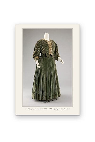 OEM Poster Carton 250g A4 Rochie Antica Verde de Catifea Circa 1900, Arhiva I...
